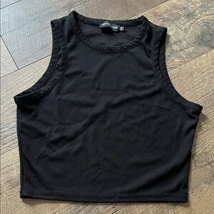 Prettylittlething Black Ribbed Crop Tank